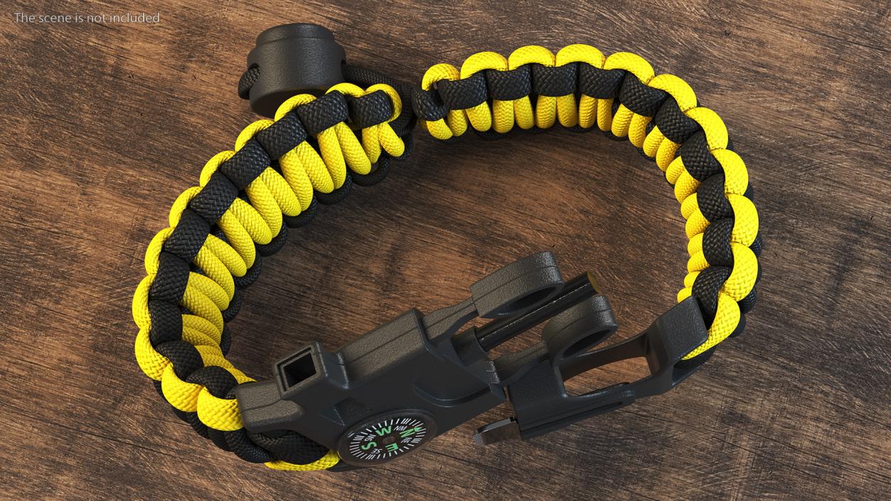 3D Tactical Paracord Bracelet Yellow model