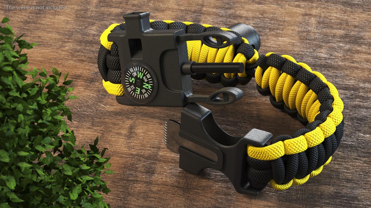 3D Tactical Paracord Bracelet Yellow model