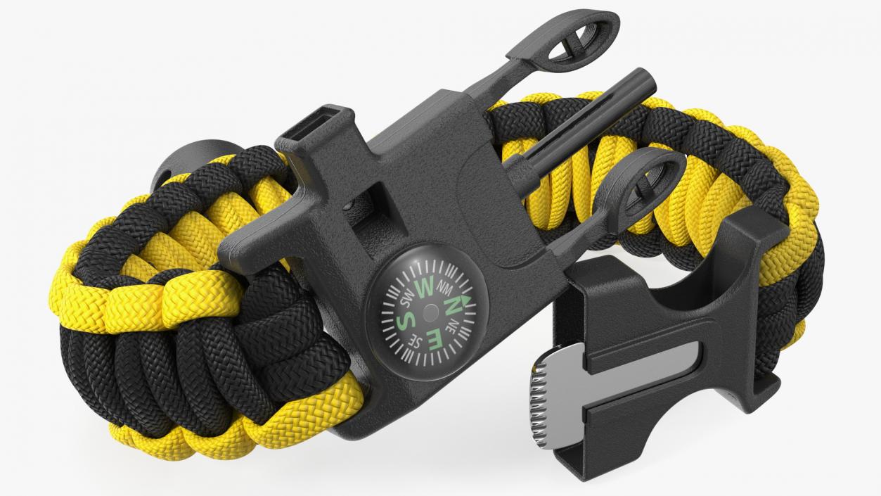 3D Tactical Paracord Bracelet Yellow model