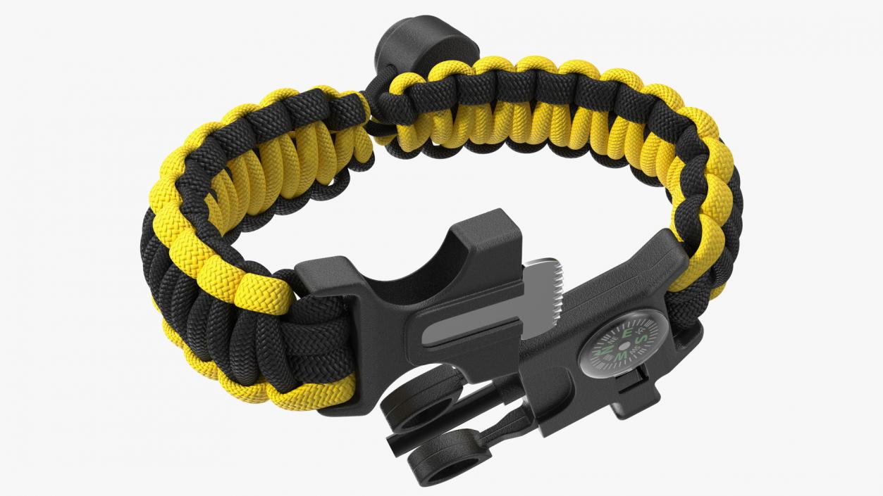 3D Tactical Paracord Bracelet Yellow model