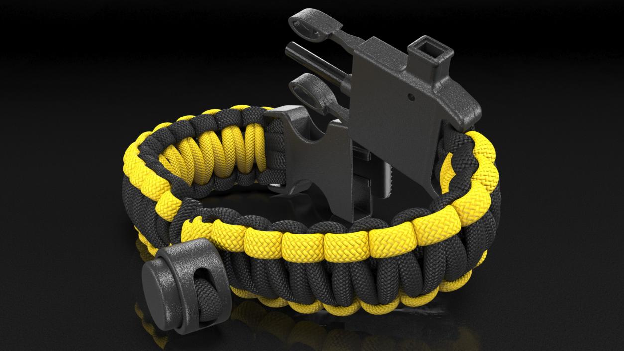 3D Tactical Paracord Bracelet Yellow model