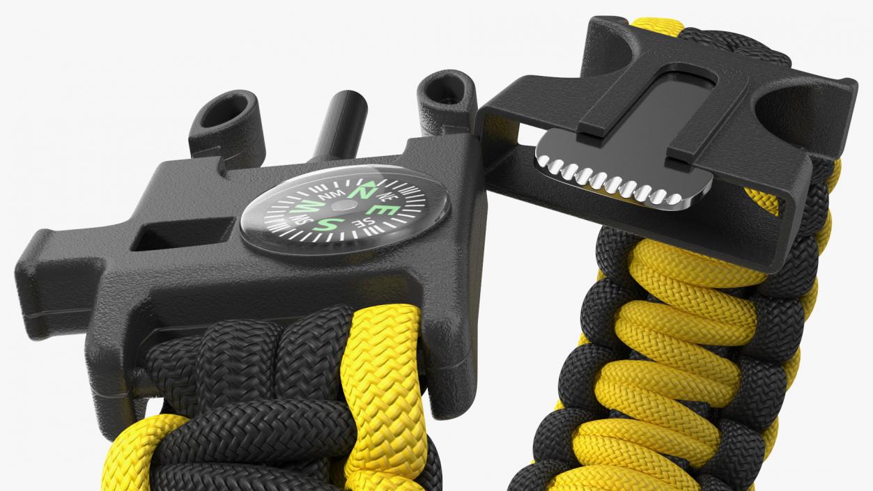 3D Tactical Paracord Bracelet Yellow model