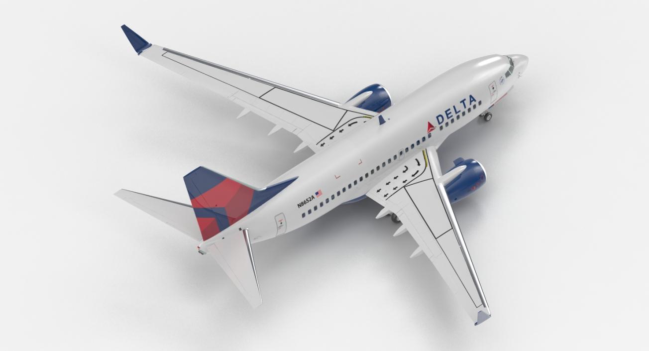 Boeing 737-600 Delta Air Lines Rigged 3D