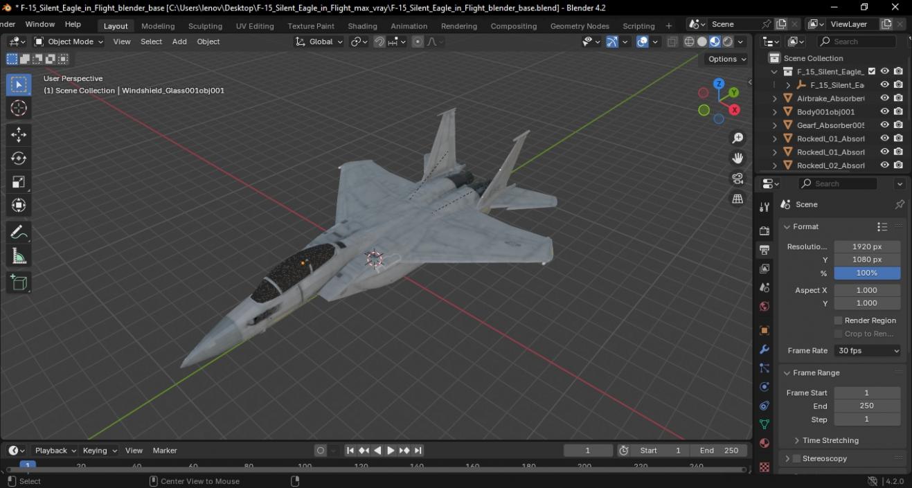 F-15 Silent Eagle in Flight 3D