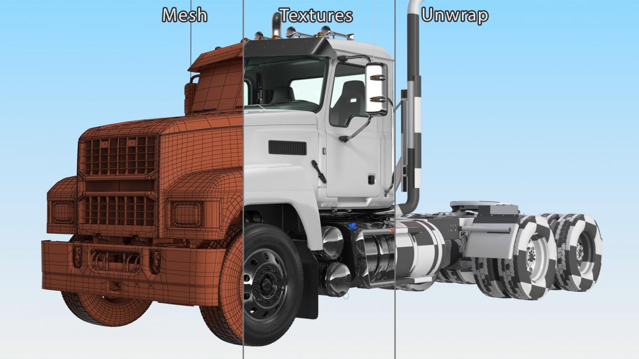 3D model Medium Duty Truck White Rigged