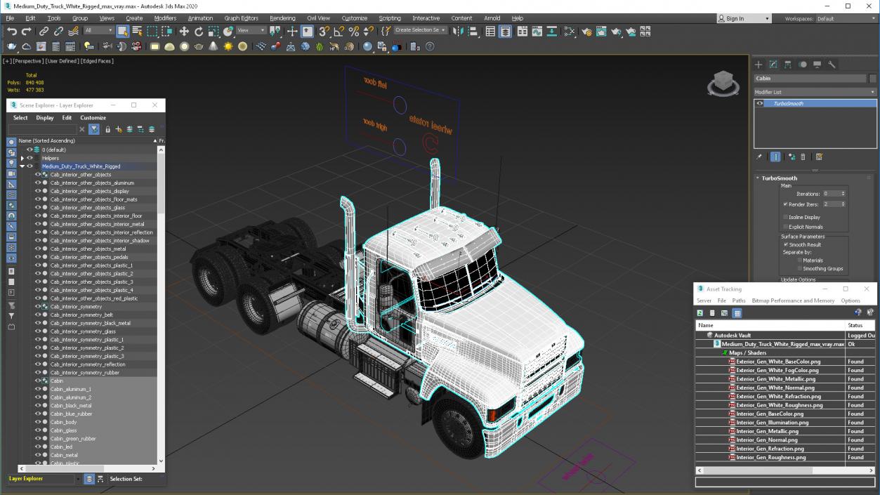 3D model Medium Duty Truck White Rigged