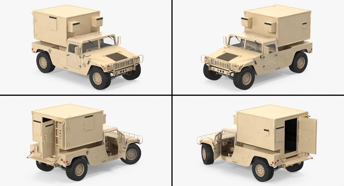 3D model Shelter Carrier MSE HMMWV m1037 Rigged Desert