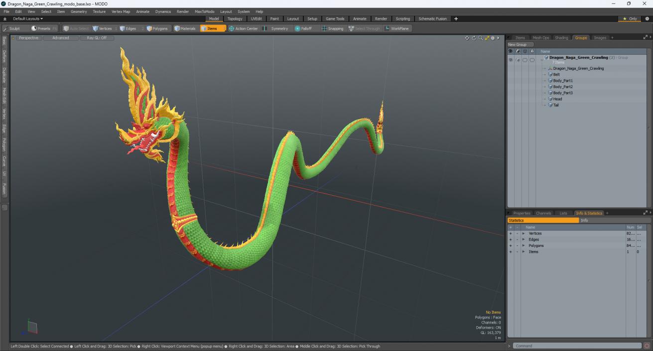 3D Dragon Naga Green Crawling