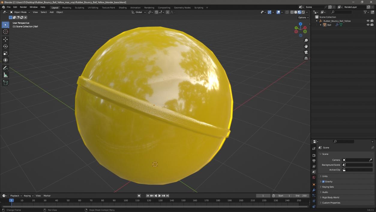 3D model Rubber Bouncy Ball Yellow