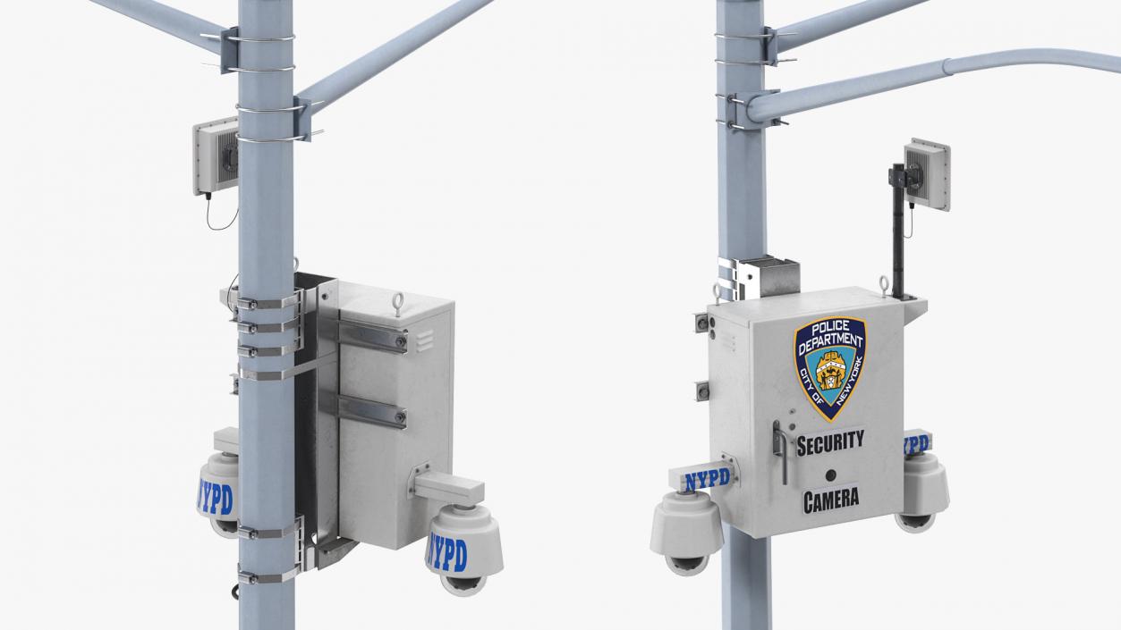 NYC Police Street Facial Recognition Cameras on Post 3D