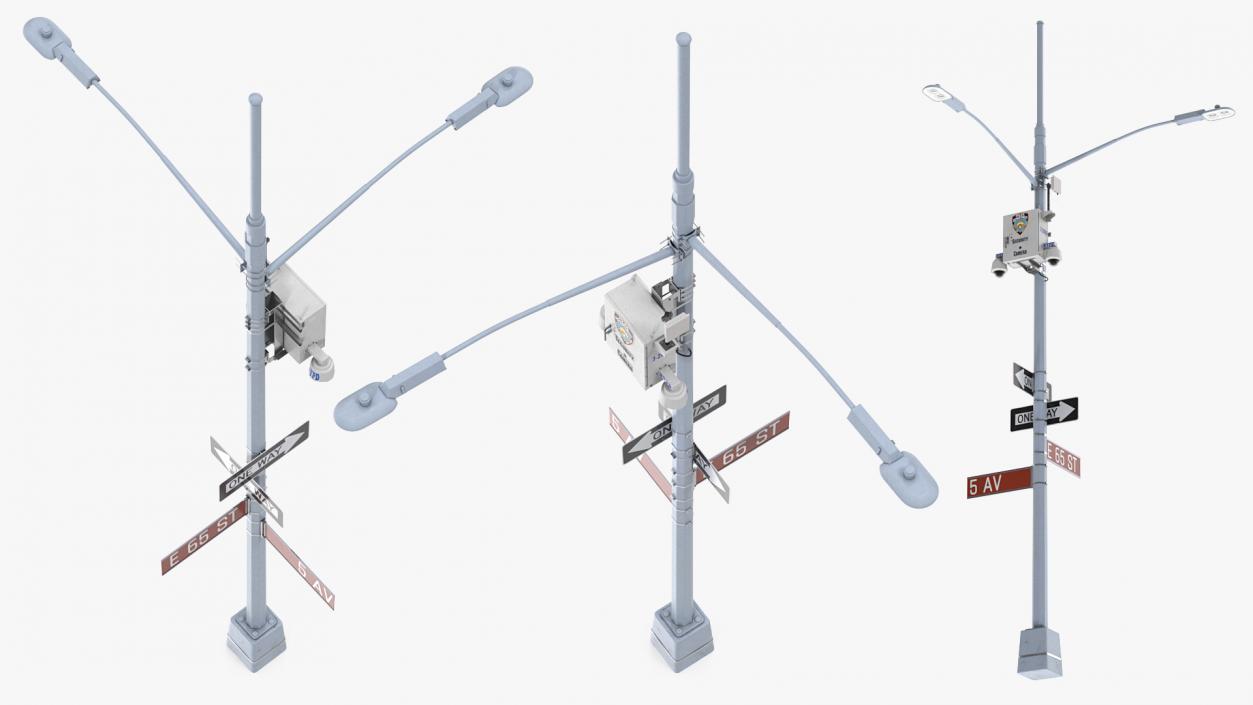 NYC Police Street Facial Recognition Cameras on Post 3D