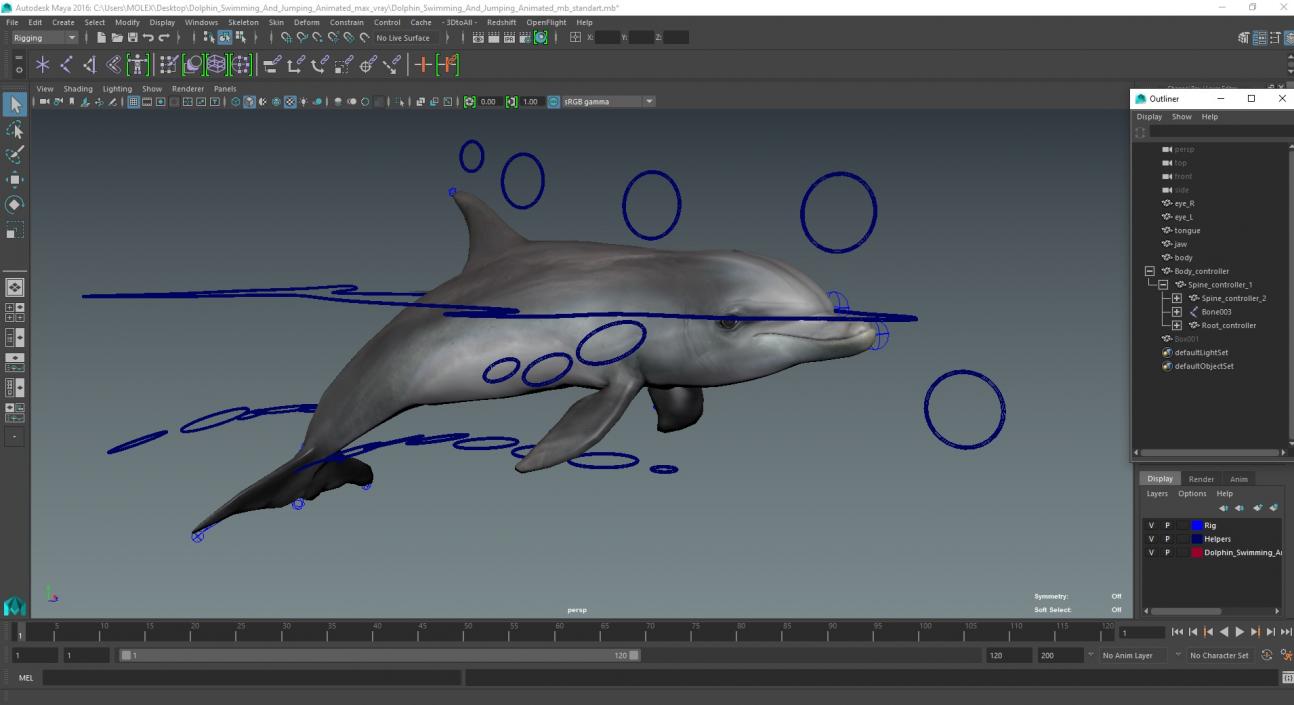 3D Dolphin Swimming And Jumping Animated for Maya