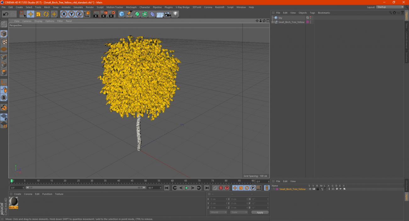 3D Small Birch Tree Yellow model