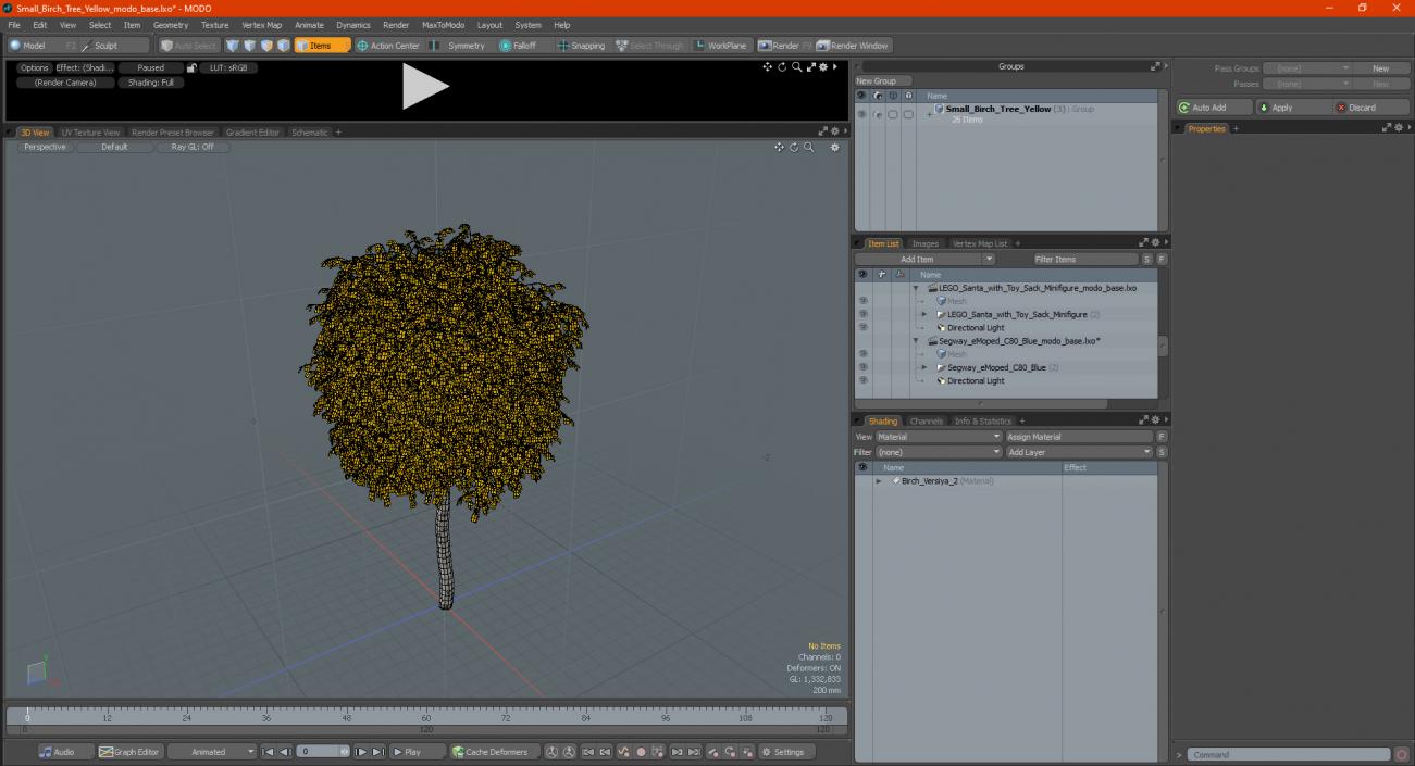 3D Small Birch Tree Yellow model