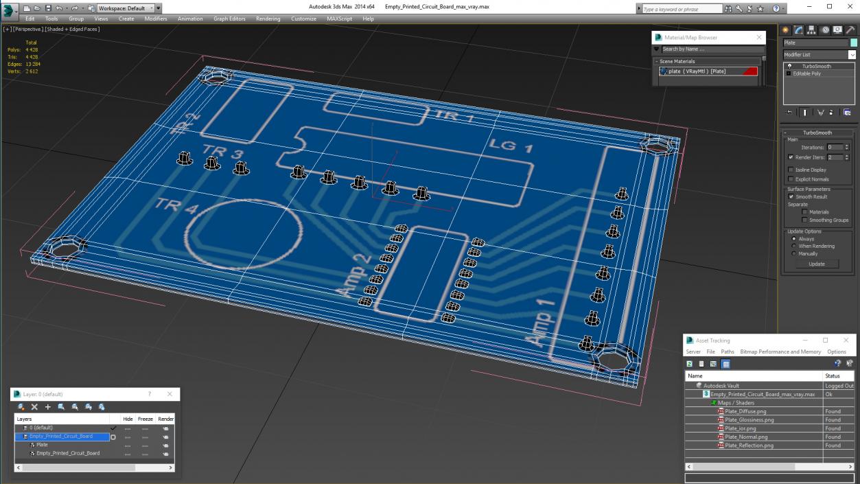 Empty Printed Circuit Board 3D