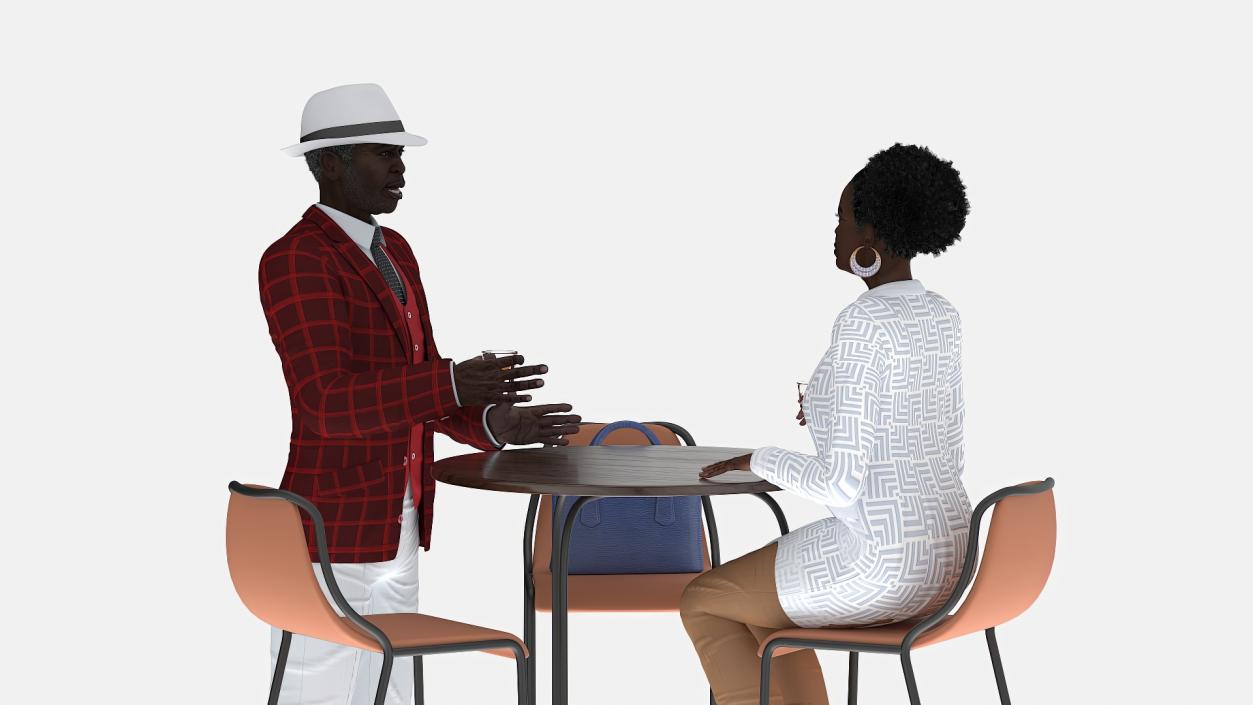 3D model Couple in Casual Outfits at Cafe Setting