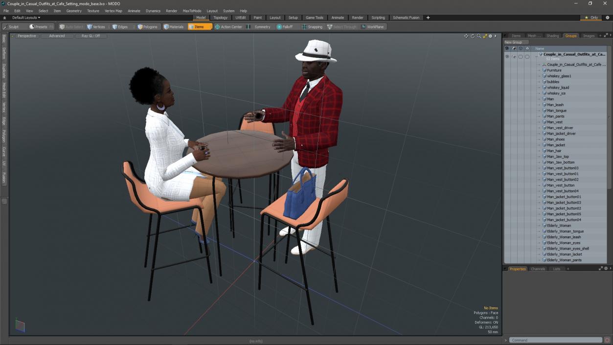 3D model Couple in Casual Outfits at Cafe Setting