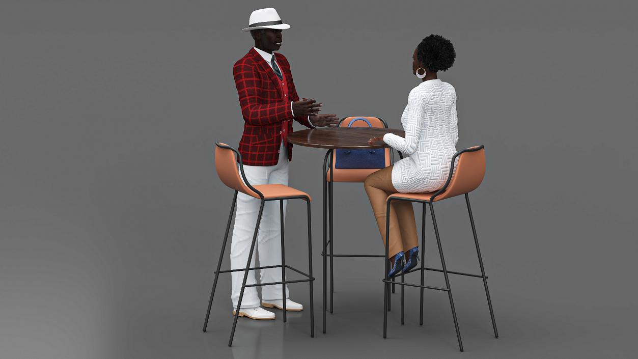 3D model Couple in Casual Outfits at Cafe Setting