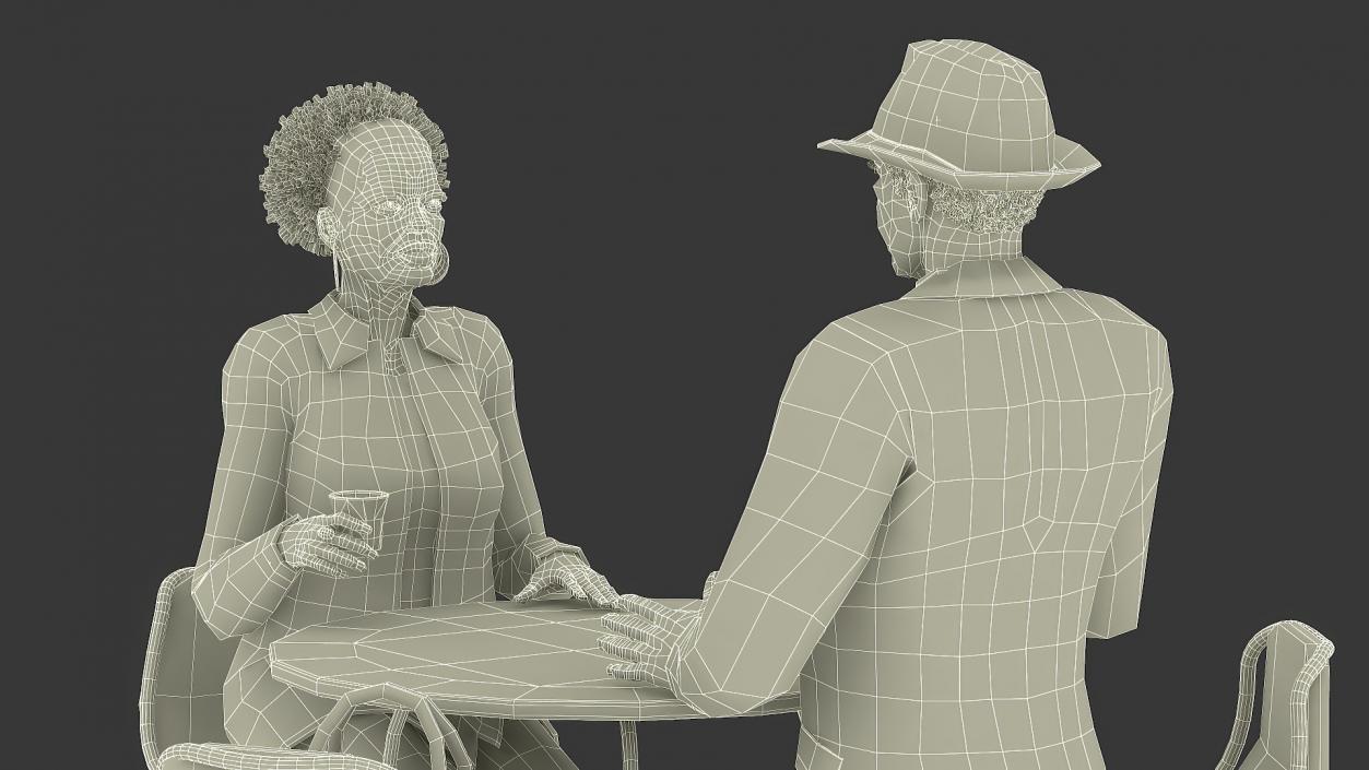 3D model Couple in Casual Outfits at Cafe Setting