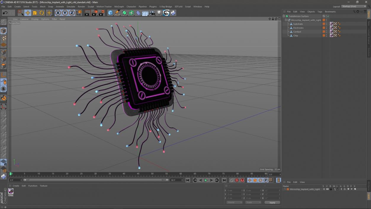 3D model Microchip Implant with Light 2