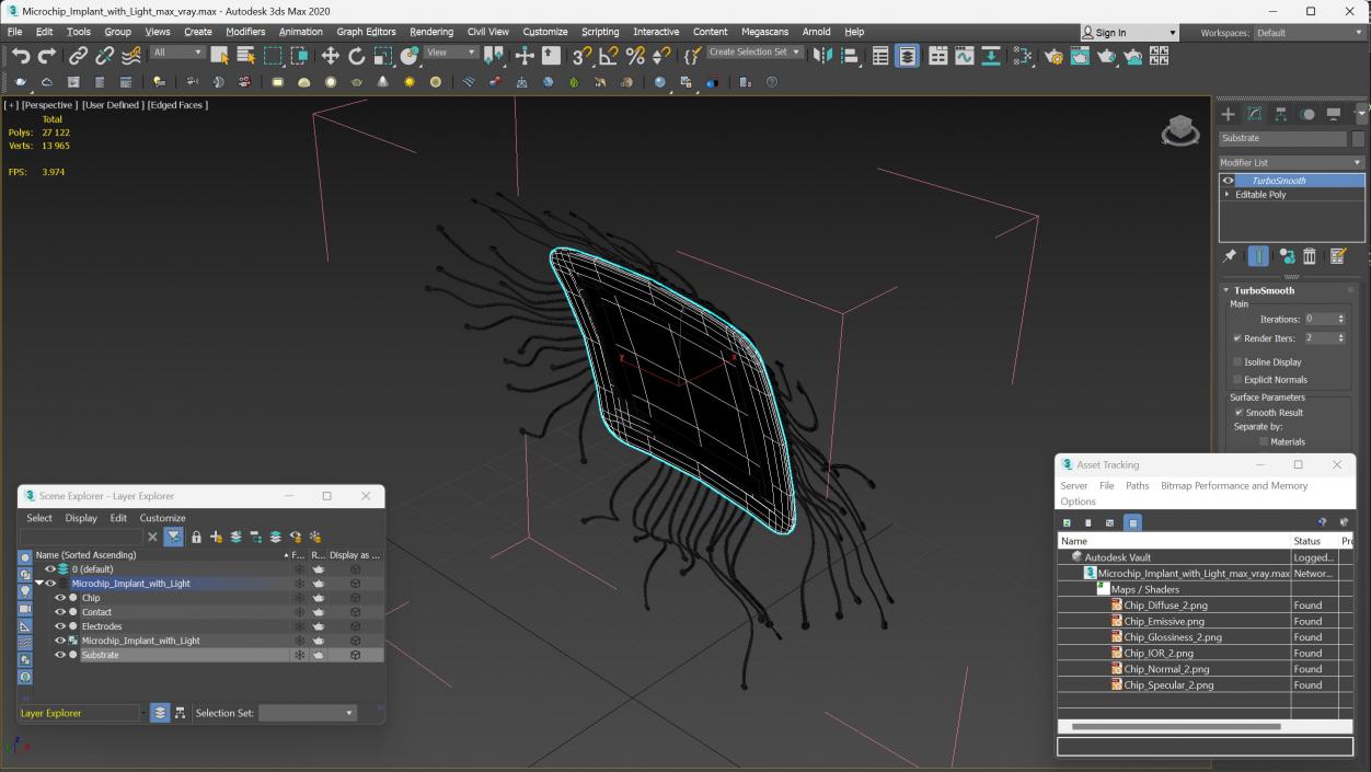 3D model Microchip Implant with Light 2