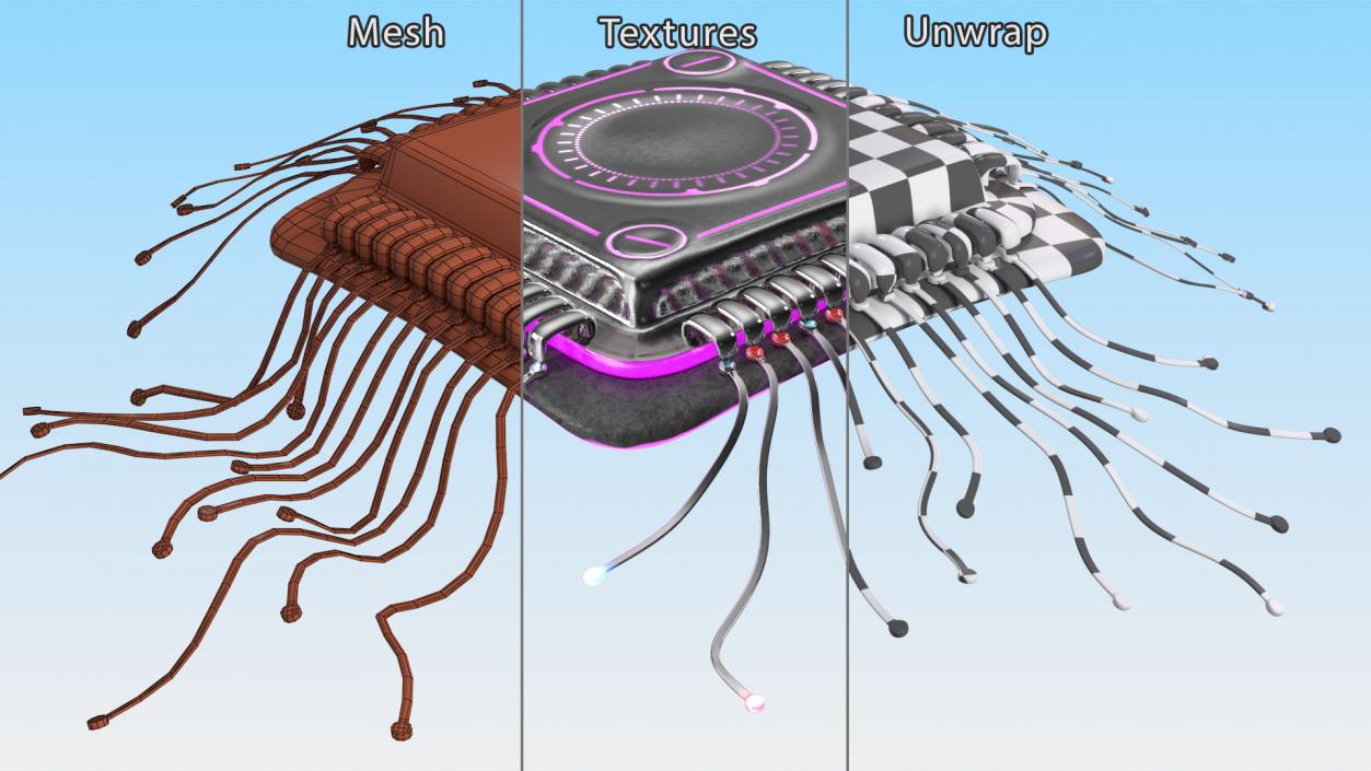 3D model Microchip Implant with Light 2