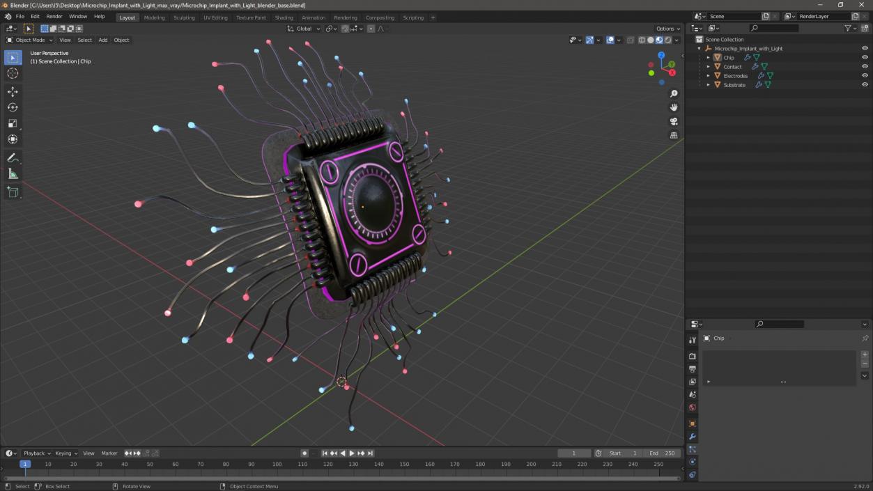 3D model Microchip Implant with Light 2