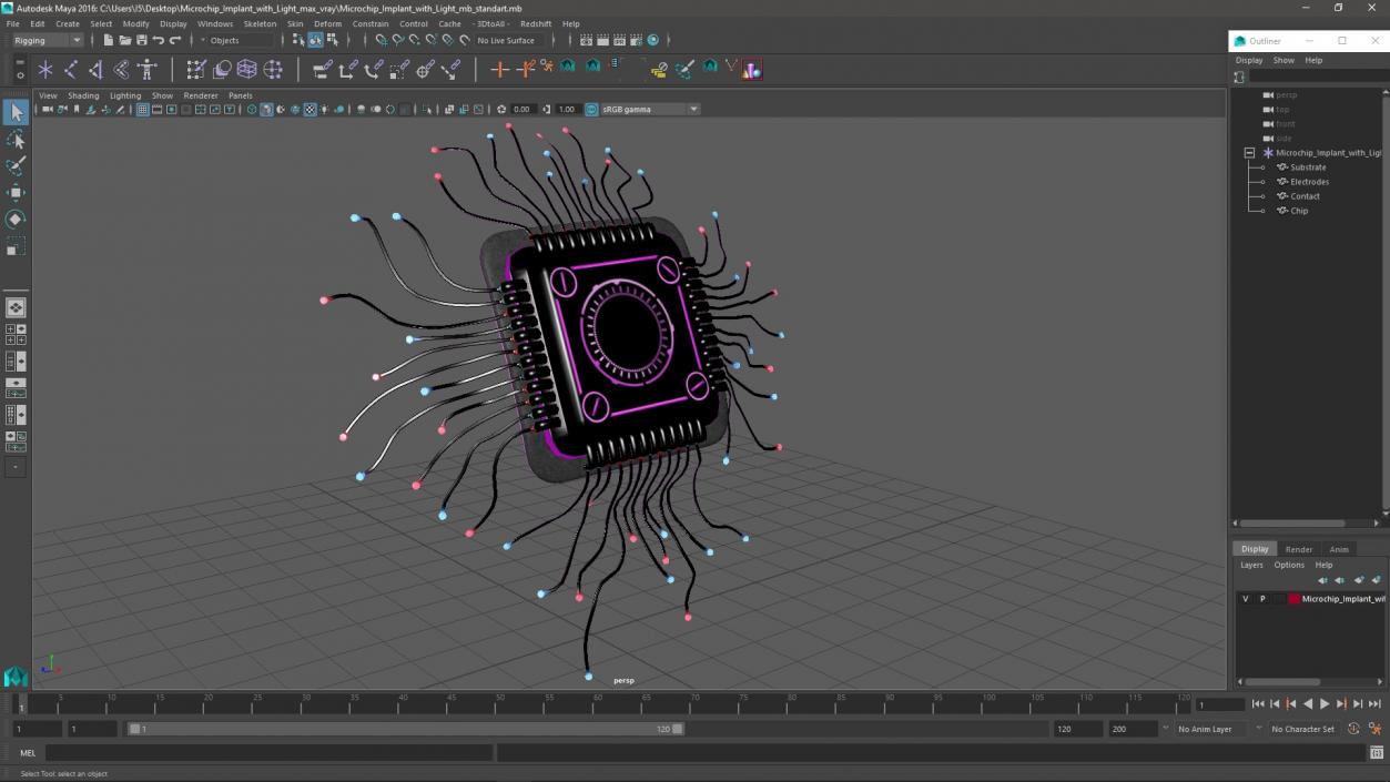 3D model Microchip Implant with Light 2