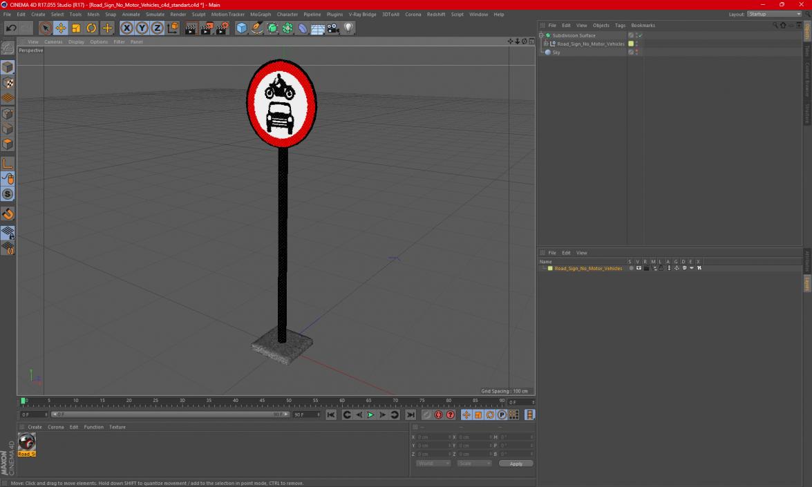 Road Sign No Motor Vehicles 3D