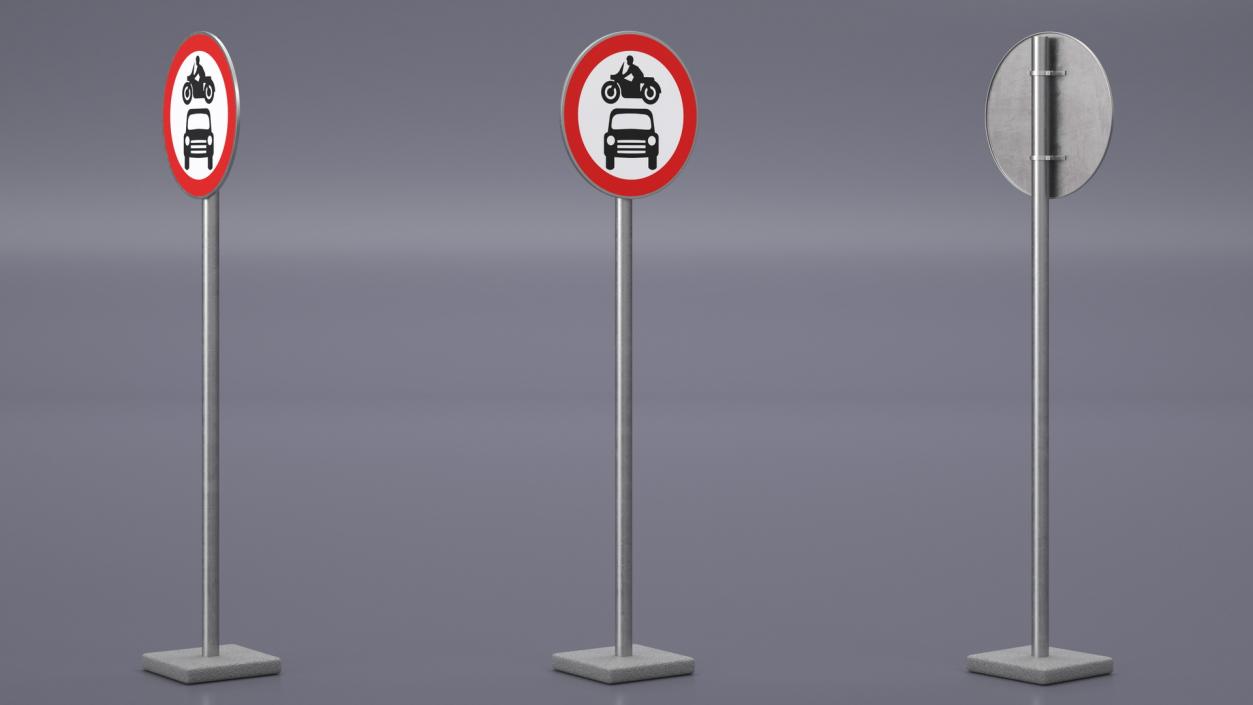 Road Sign No Motor Vehicles 3D