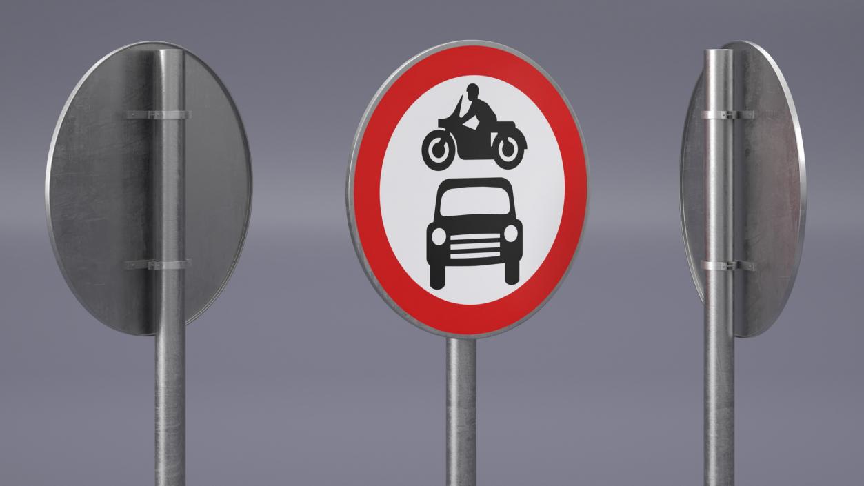 Road Sign No Motor Vehicles 3D