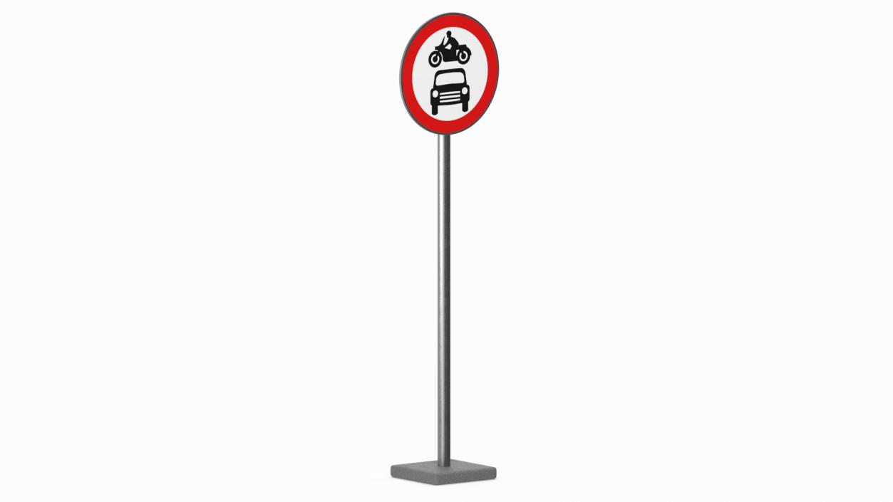 Road Sign No Motor Vehicles 3D