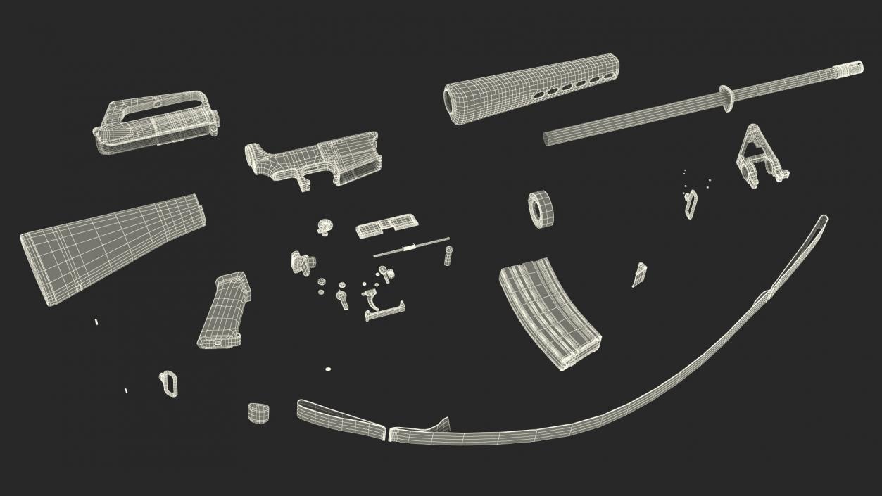 3D Assault Rifle M16 with Sling model