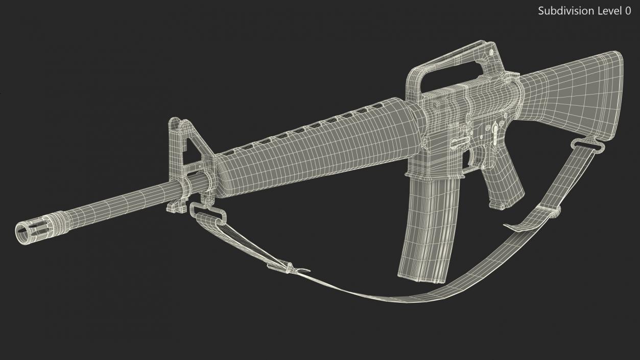 3D Assault Rifle M16 with Sling model