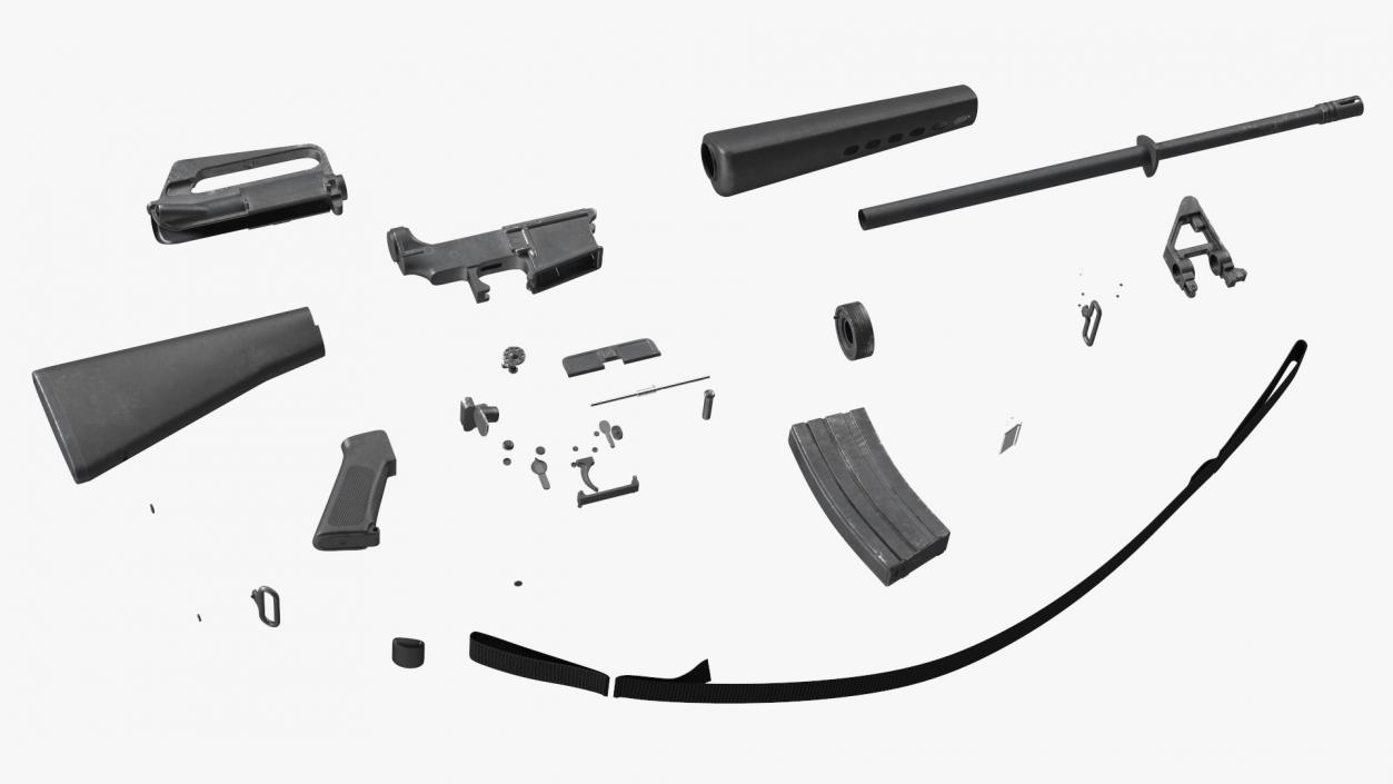 3D Assault Rifle M16 with Sling model