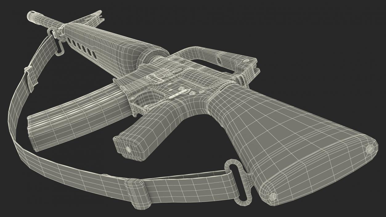 3D Assault Rifle M16 with Sling model