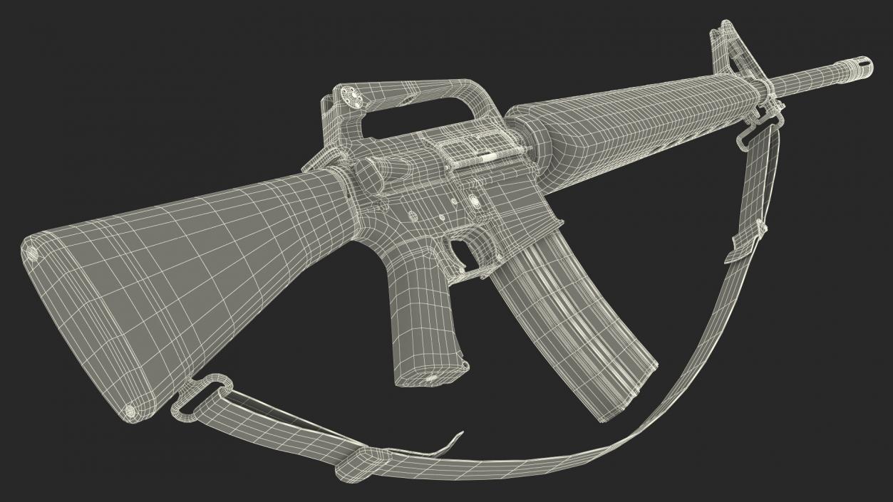 3D Assault Rifle M16 with Sling model