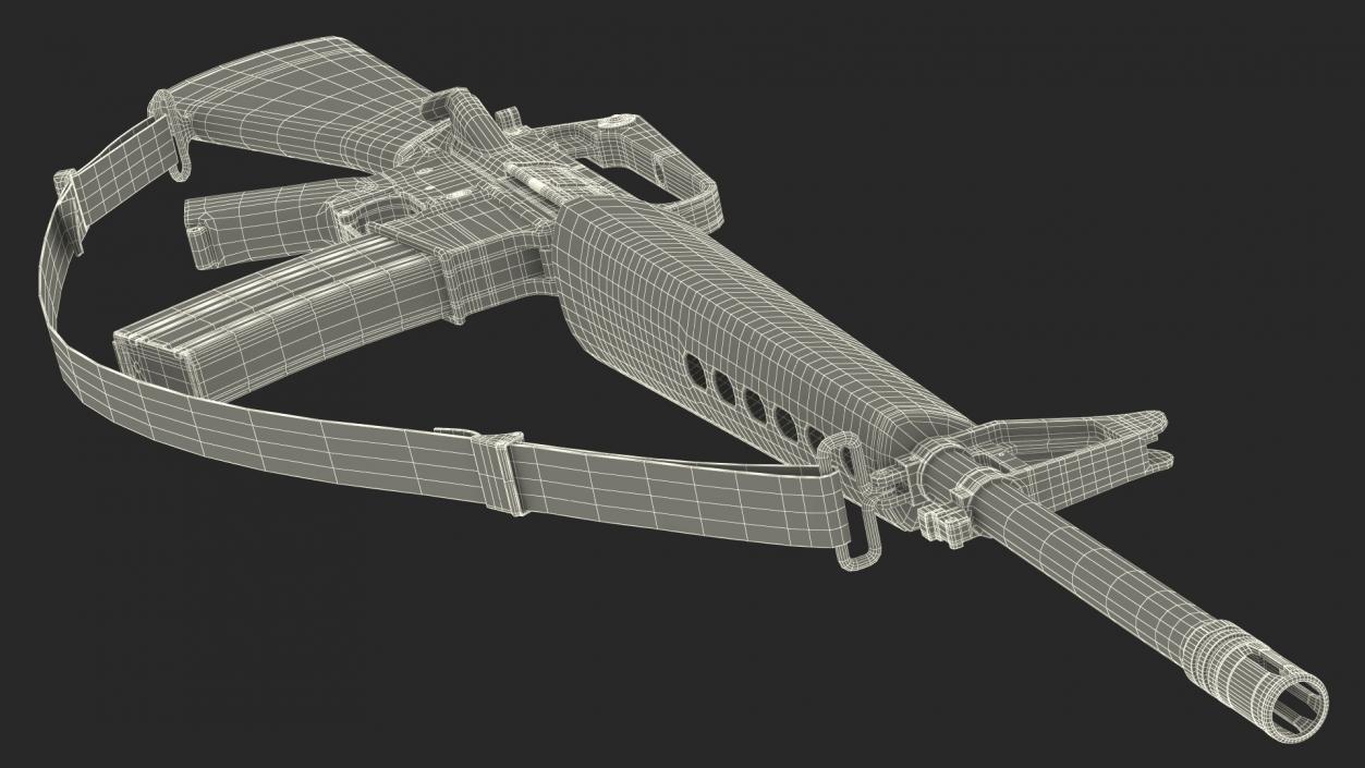 3D Assault Rifle M16 with Sling model