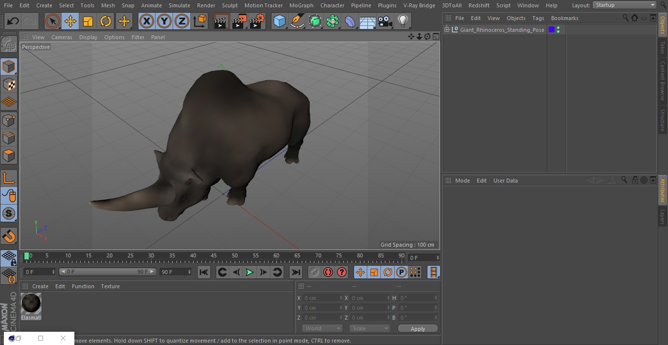 3D model Giant Rhinoceros Standing Pose