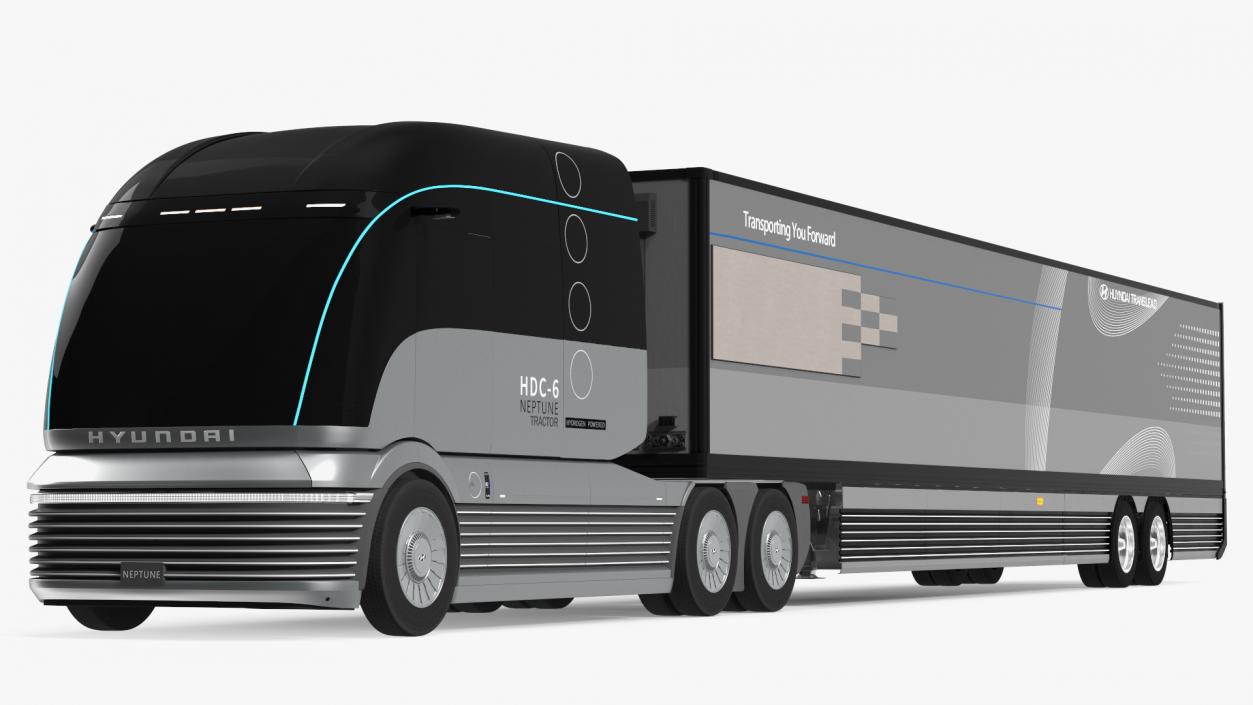 Hyundai HDC-6 Hydrogen Tractor and Trailer Rigged 3D model