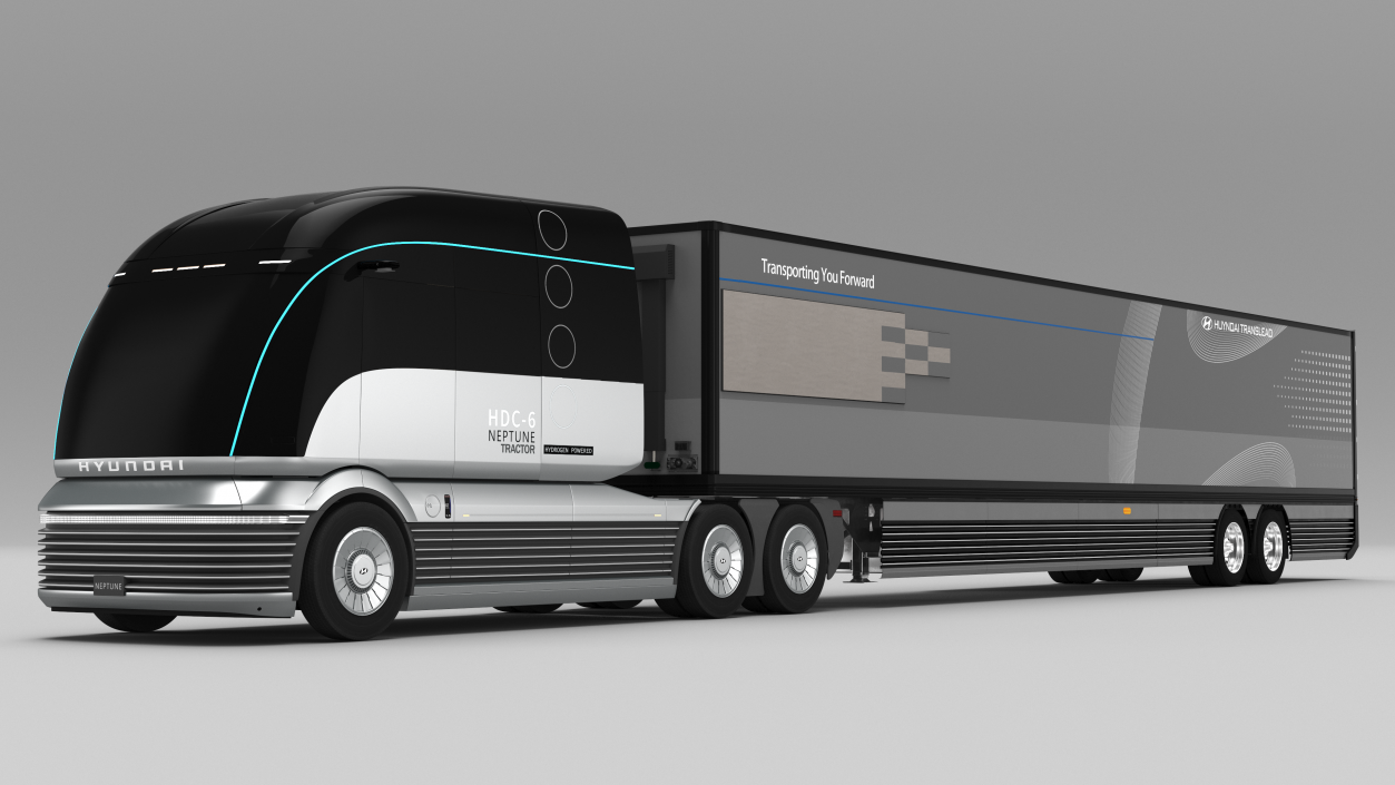 Hyundai HDC-6 Hydrogen Tractor and Trailer Rigged 3D model