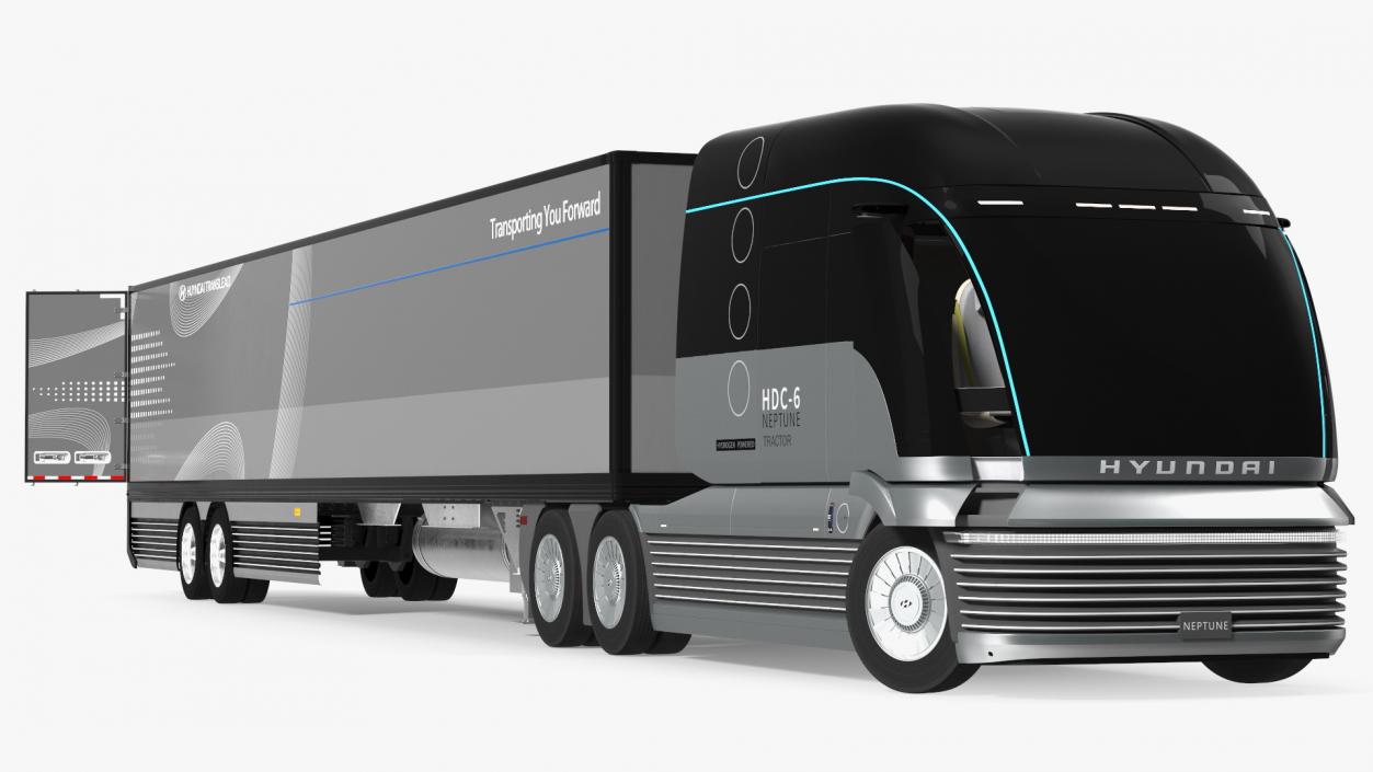 Hyundai HDC-6 Hydrogen Tractor and Trailer Rigged 3D model