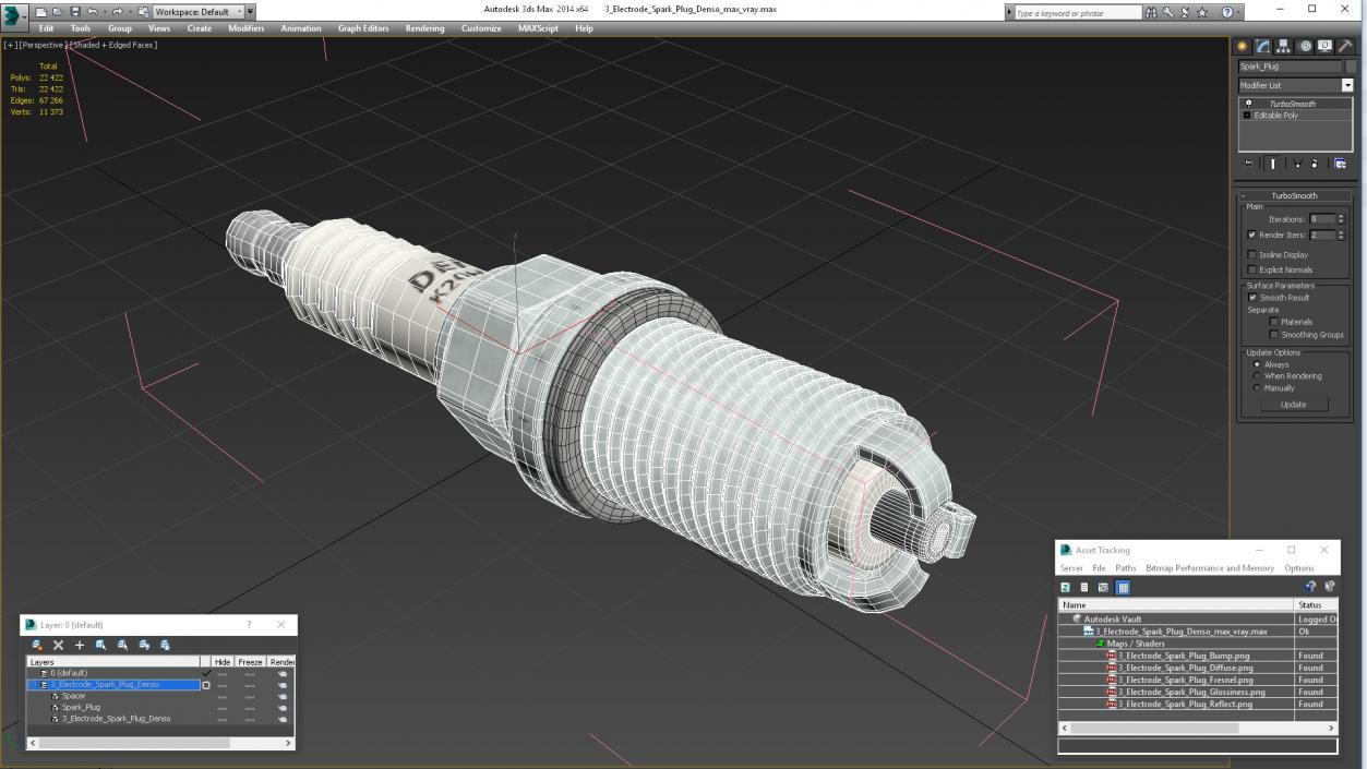 3D 3 Electrode Spark Plug Denso model