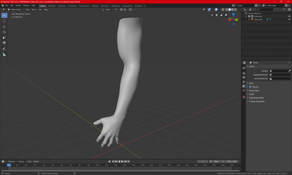 Athletic Male Arm 2 3D model