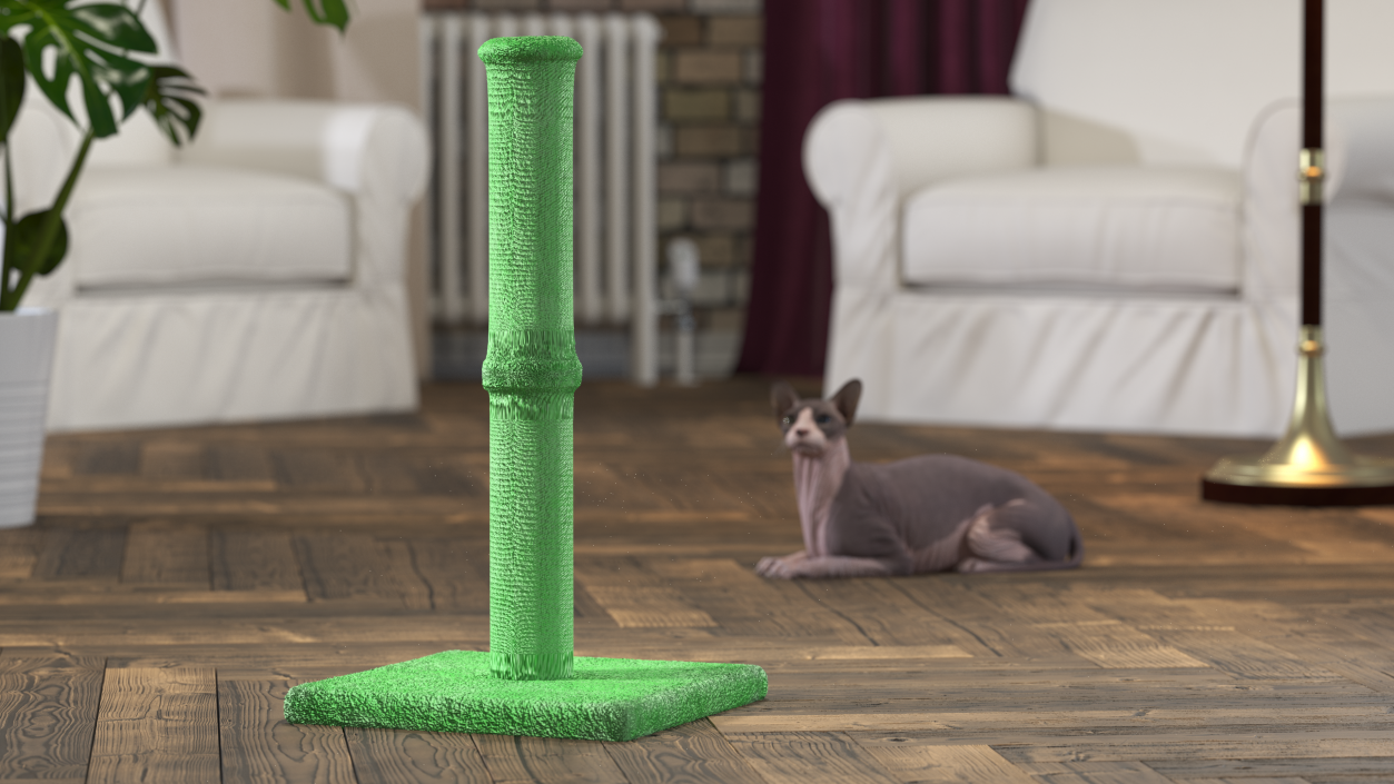 3D model Cat Scratching Post Green