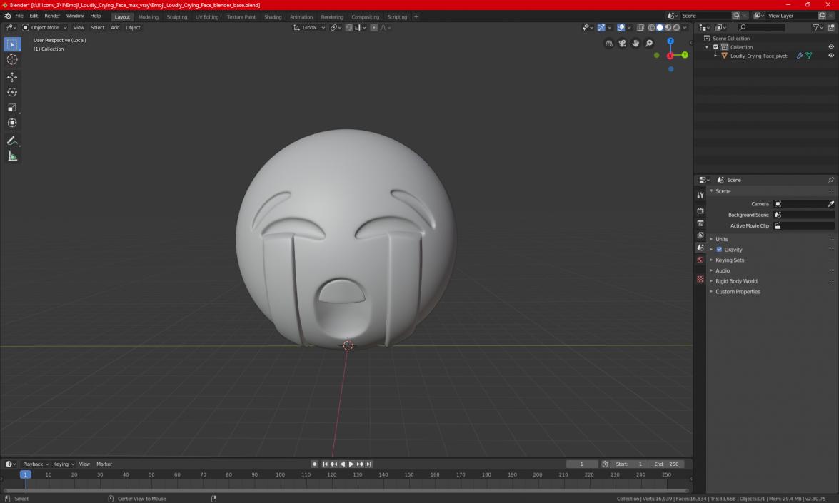 3D Emoji Loudly Crying Face 2