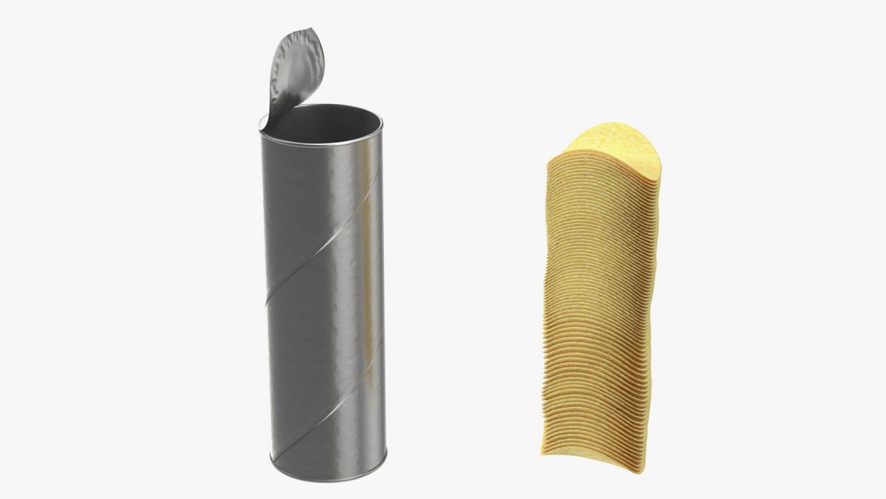 Opened Foil Tube with Potato Chips 3D model