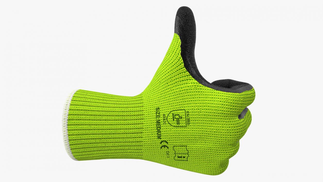 Safety Work Gloves Thumbs Up Green 3D model