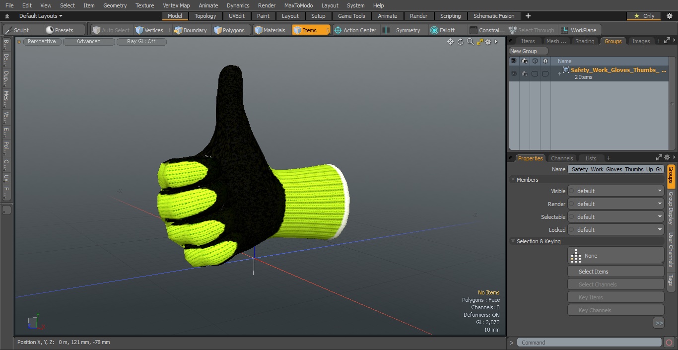 Safety Work Gloves Thumbs Up Green 3D model