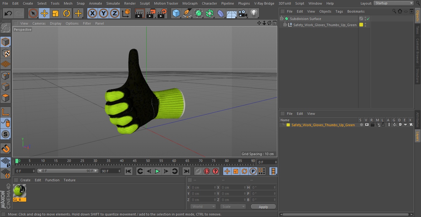 Safety Work Gloves Thumbs Up Green 3D model